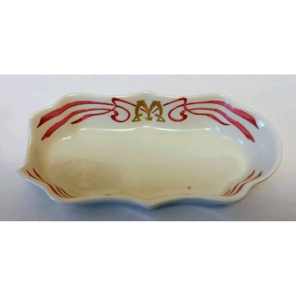 Vintage Villenauxe en Champagne French Porcelain Spoon Rest Trinket Dish France